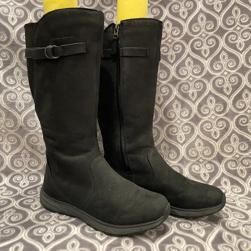 Eddie Bauer Fleece-lined, side-zip Moosejaw boots, black, womens size 7